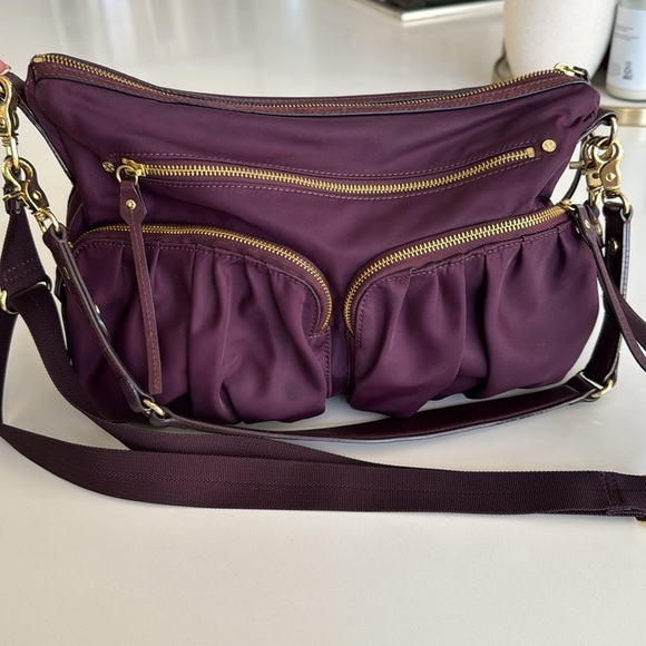 MZ Wallace Handbags - MZ Wallace Nylon Crossbody Satchel Bag 2 Strap Purple Burgundy Color Tote